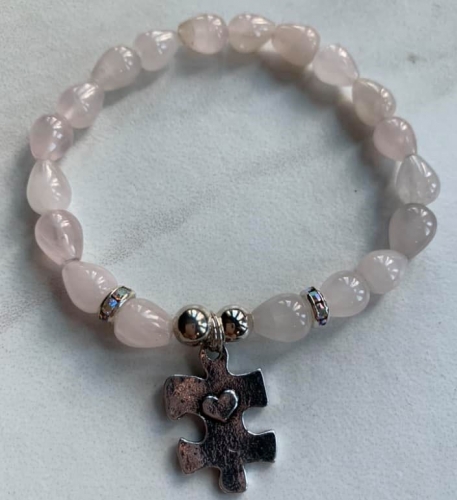 Autism Awareness Bracelet in Rose Quartz